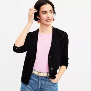 Loft Open Knit 3/4 Sleeve Cardigan